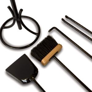 Alternative view of Serviteur cheminée acier | 4 accessoires | Socle + pelle + balayette + tisonnier + pince