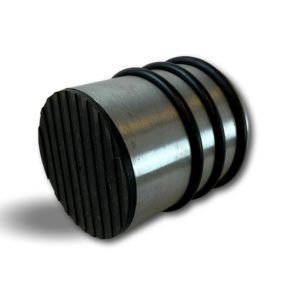 Alternative view of Arrêt de porte | Cylindre acier poli lourd avec bandes caoutchouc de protection