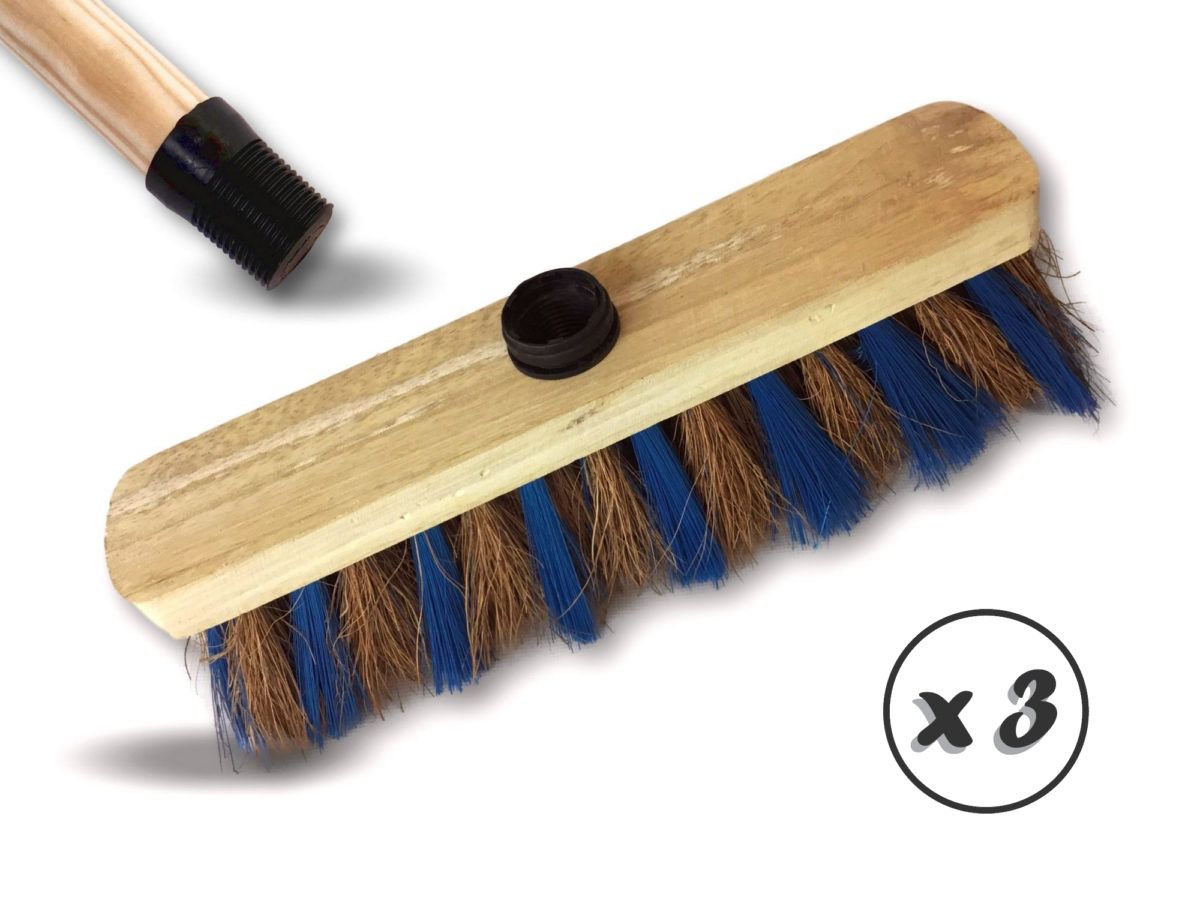 Balai Fibre Coco Zébré - Manche 24 Mm, Pour Terrasse/atelier