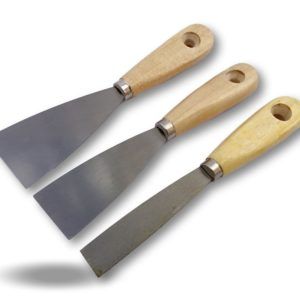 Trousse couteaux de carrossier, 5 spatules japonaises pour mastic enduit + mini  cale caoutchouc + cale caoutchouc à poncer carrosserie, Acier poli, Largeurs 25-50-80-100-120 mm