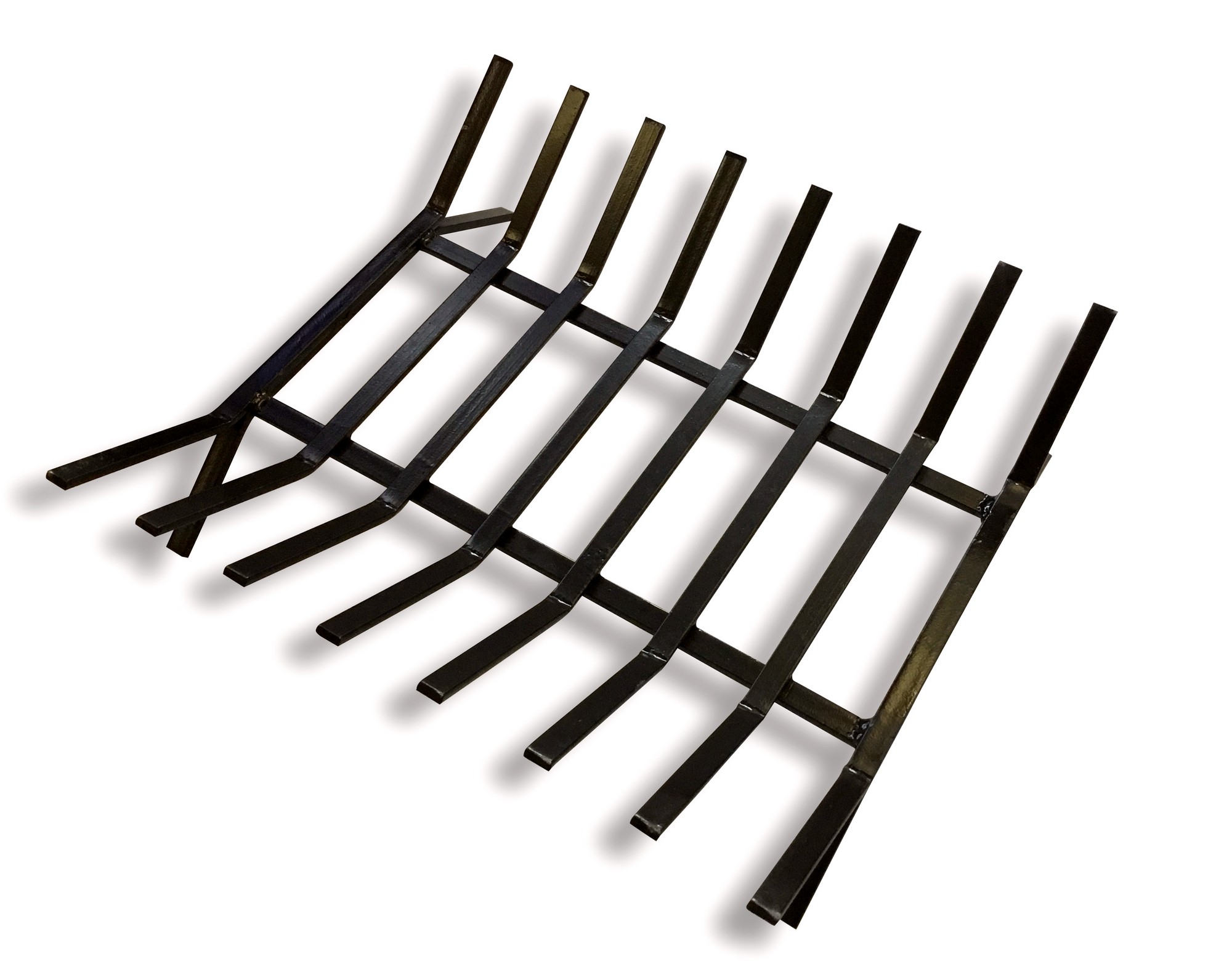 QEM Grille porte bûches en acier forgé 8 barreaux | 40x35x15 cm | Stockage  bois | Support foyers ouverts chenêts