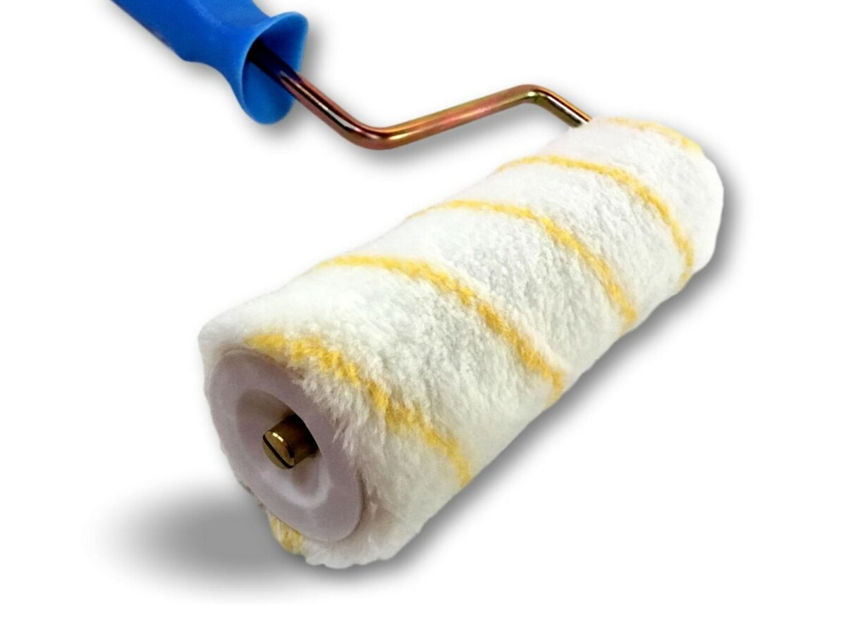 Rouleau de peinture anti goutte rayure jaune