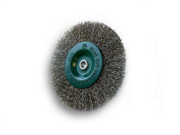 Brosse circulaire métallique sur tige Ø 100 mm | Fil inox dur Brosses rotatives sur tige