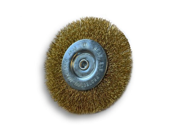 Brosse circulaire métallique sur tige Ø 100 mm | Fil laiton dur Brosses rotatives sur tige