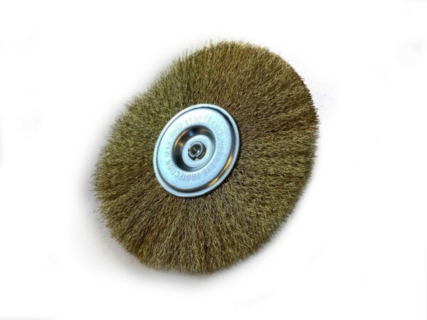 Brosse circulaire métallique sur tige Ø 125 mm | Fil laiton souple Brosses rotatives sur tige