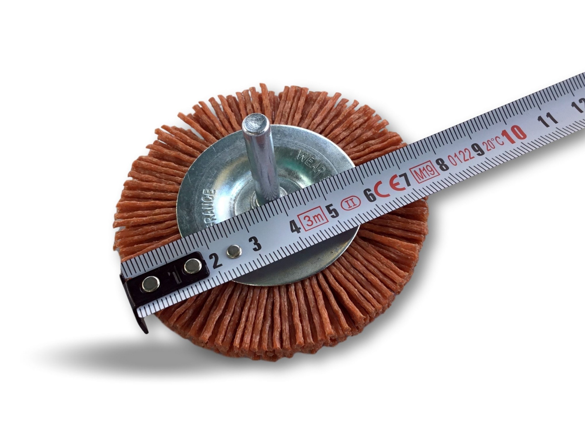 Brosse rotative circulaire | Sur tige Ø 6 mm | Brins nylon abrasif grain 80