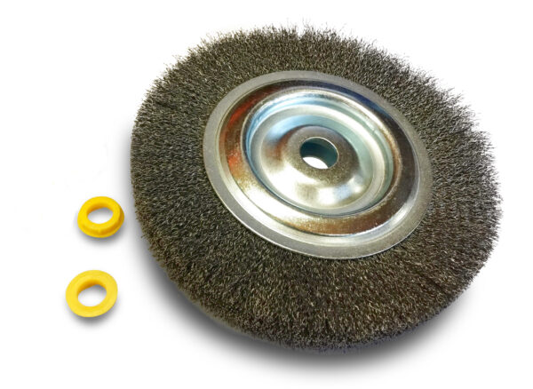 Brosse circulaire métallique avec alésage pour touret | Fil INOX souple ou dur Brosses rotatives avec alésage