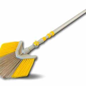 Balai d'angle multipositions sur manche téléscopique de 1,1 m à 2,3 m