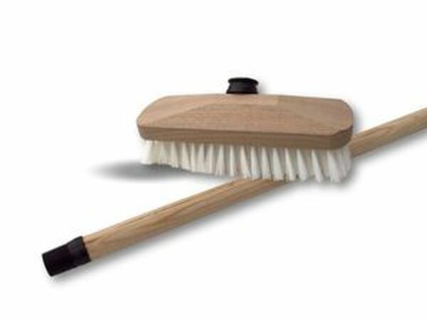 Balai brosse lave-pont synthétique - Monture bois - Douille vissante plastique