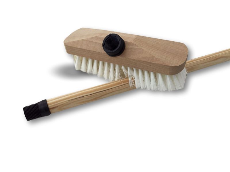 Balai brosse lave-pont synthétique - Monture bois - Douille vissante plastique – Image 2