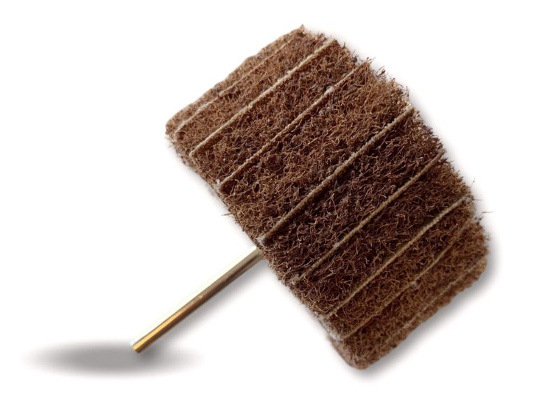 Roue abrasive de polissage satinage sur tige | Lamelles tissu abrasif et mousse abrasive – Image 2