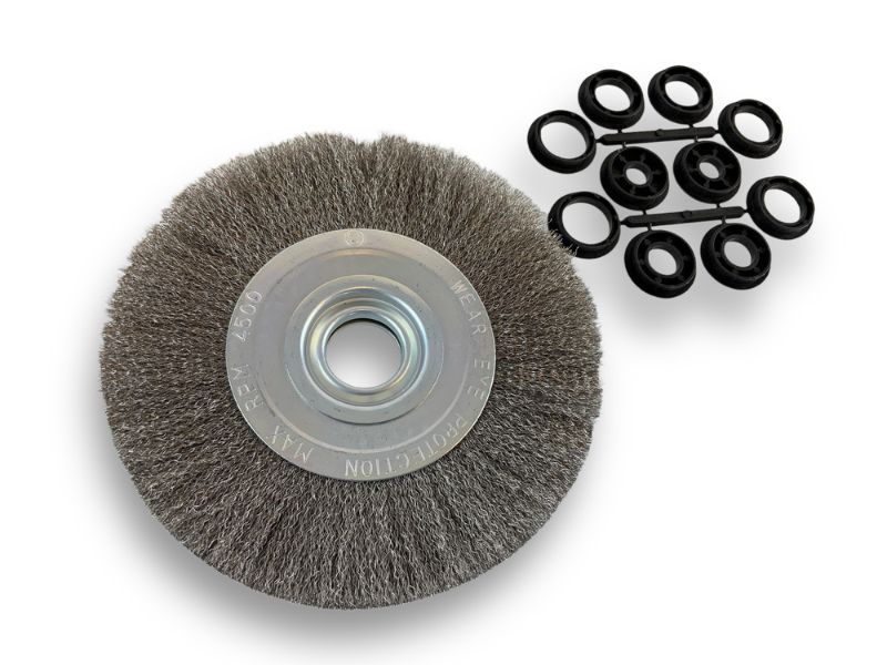 Brosse circulaire métallique avec alésage pour touret | Fil INOX souple ou dur