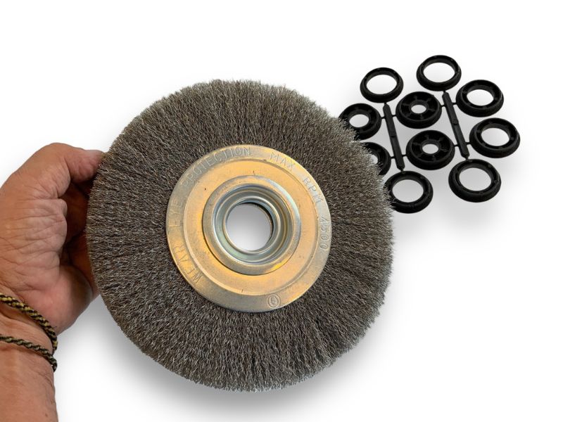 Brosse circulaire métallique avec alésage pour touret | Fil INOX souple ou dur – Image 3