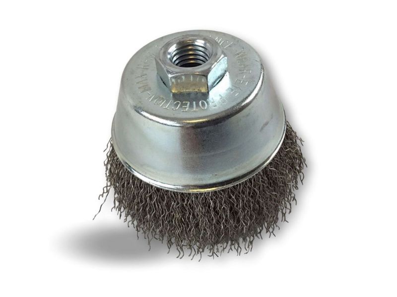 Brosse coupe rotative boisseau meuleuse d'angle | Garnissage Inox ondulé souple ou dur