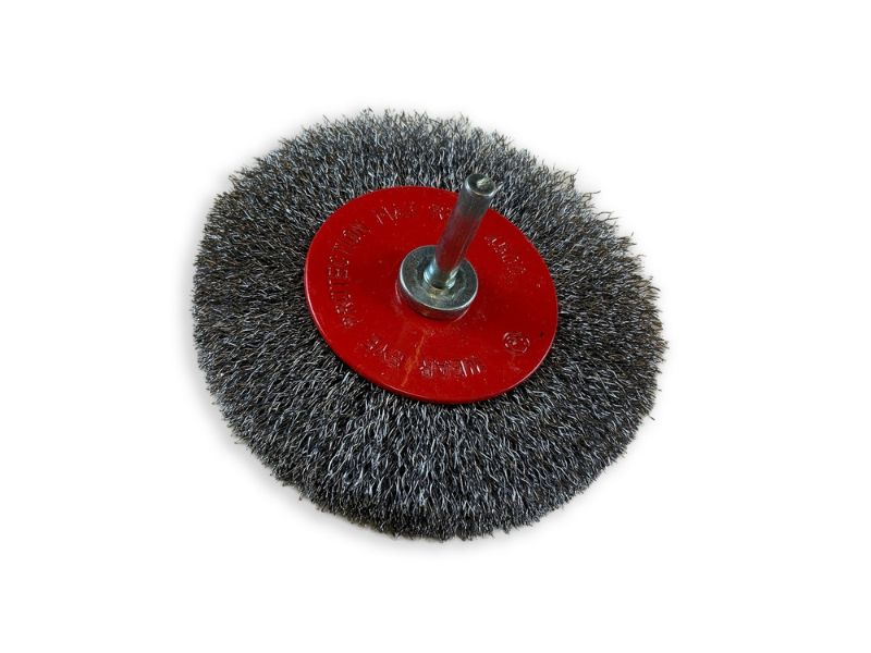 Brosse circulaire métallique sur tige Ø 100 mm | Fil acier souple – Image 2