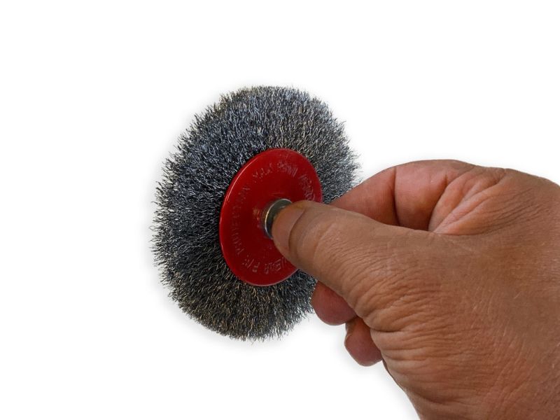 Brosse circulaire métallique sur tige Ø 100 mm | Fil acier souple – Image 4