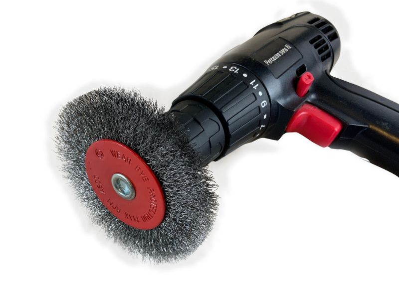 Brosse circulaire métallique sur tige Ø 100 mm | Fil acier souple – Image 5