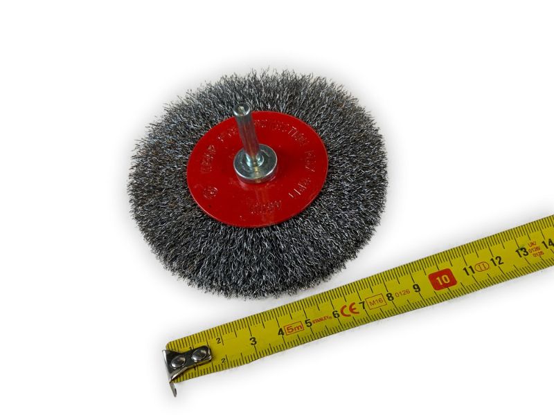 Brosse circulaire métallique sur tige Ø 100 mm | Fil acier souple – Image 6