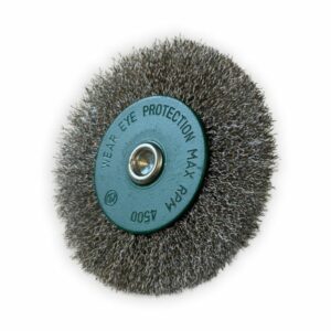 Brosse circulaire métallique sur tige Ø 100 mm | Fil inox souple