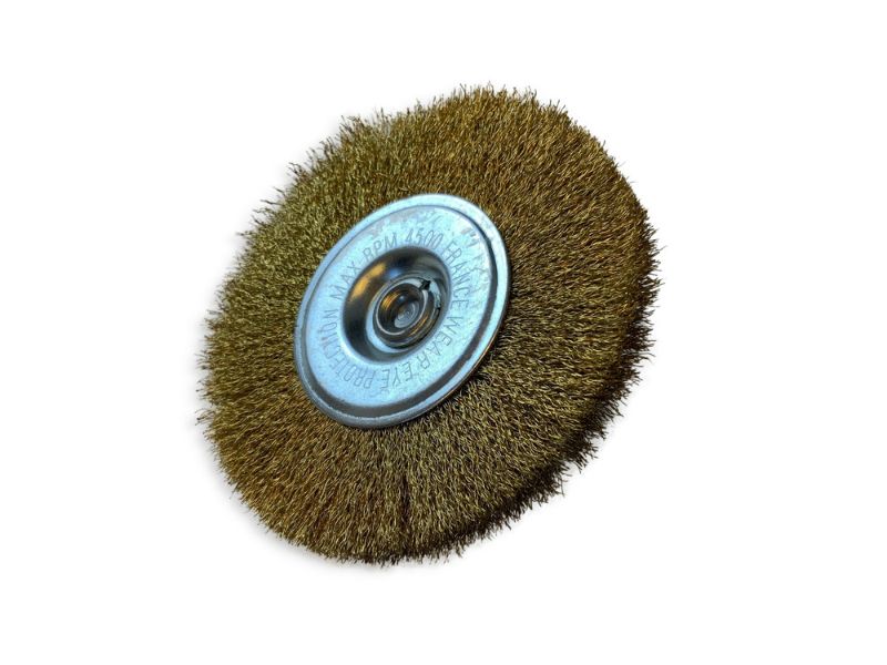 Brosse circulaire métallique sur tige Ø 100 mm | Fil laiton souple