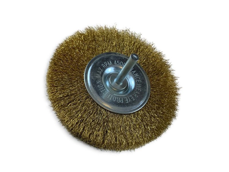 Brosse circulaire métallique sur tige Ø 100 mm | Fil laiton souple – Image 2