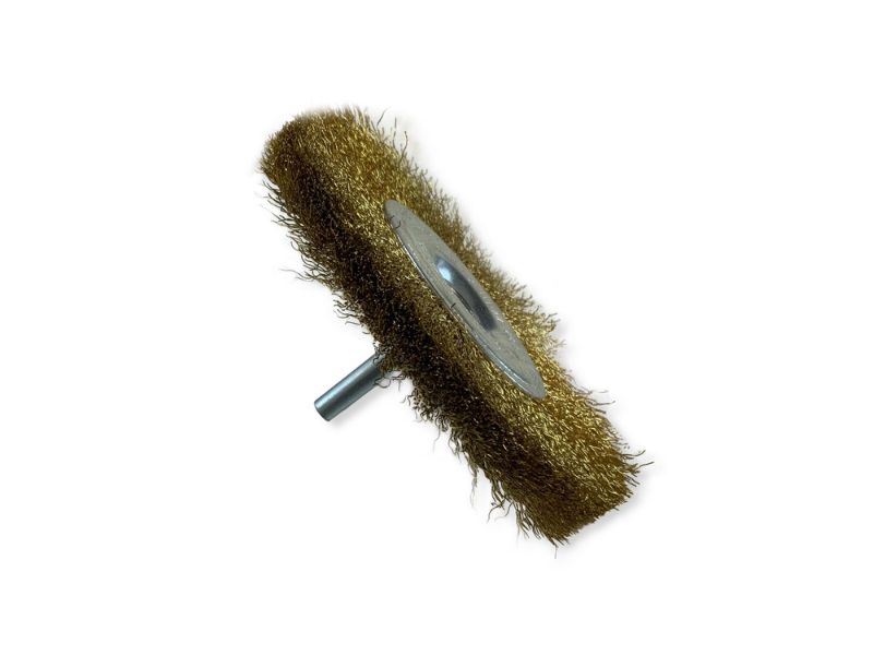 Brosse circulaire métallique sur tige Ø 100 mm | Fil laiton souple – Image 3