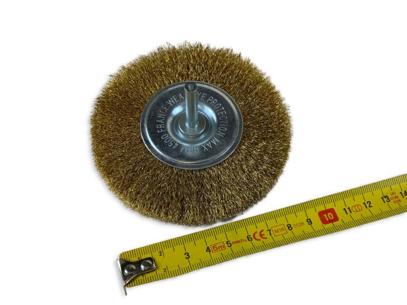 Brosse circulaire métallique sur tige Ø 100 mm | Fil laiton souple – Image 6