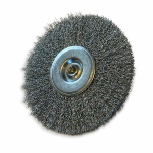 Brosse circulaire métallique sur tige Ø 125 mm | Fil acier dur