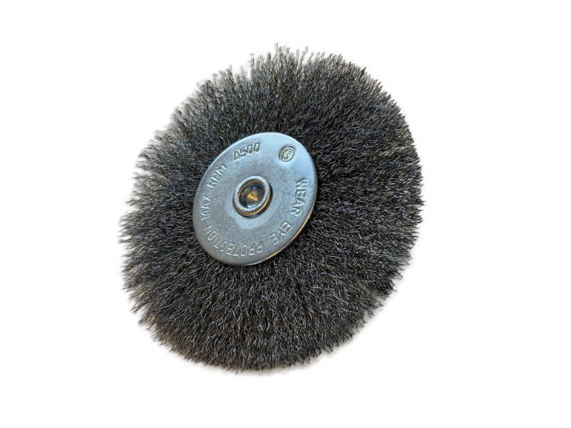 Brosse circulaire métallique sur tige Ø 125 mm | Fil acier souple