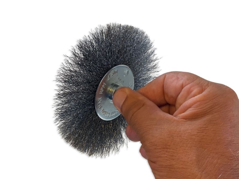Brosse circulaire métallique sur tige Ø 125 mm | Fil acier souple – Image 4
