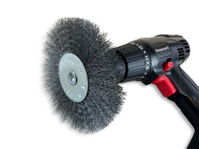 Brosse circulaire métallique sur tige Ø 125 mm | Fil acier souple – Image 5