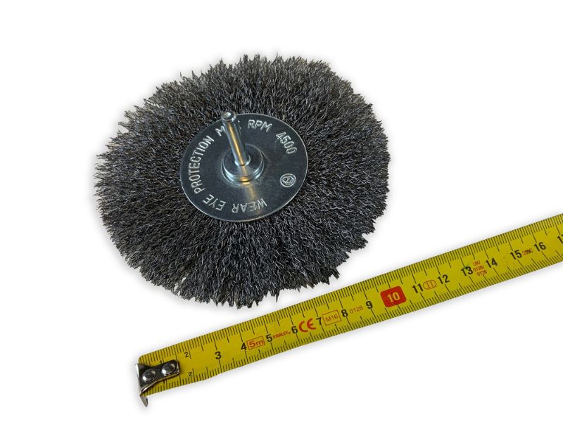 Brosse circulaire métallique sur tige Ø 125 mm | Fil acier souple – Image 6