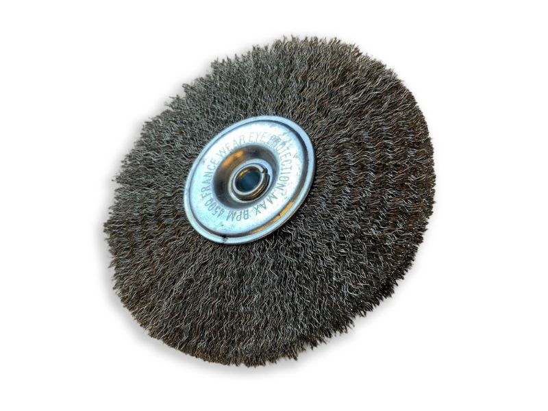 Brosse circulaire métallique sur tige Ø 125 mm | Fil inox souple