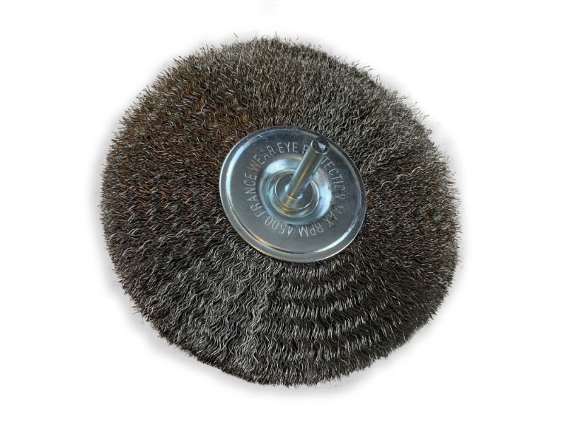 Brosse circulaire métallique sur tige Ø 125 mm | Fil inox souple – Image 2