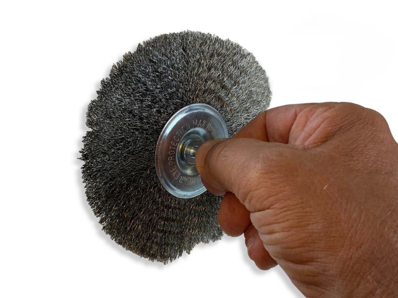 Brosse circulaire métallique sur tige Ø 125 mm | Fil inox souple – Image 4
