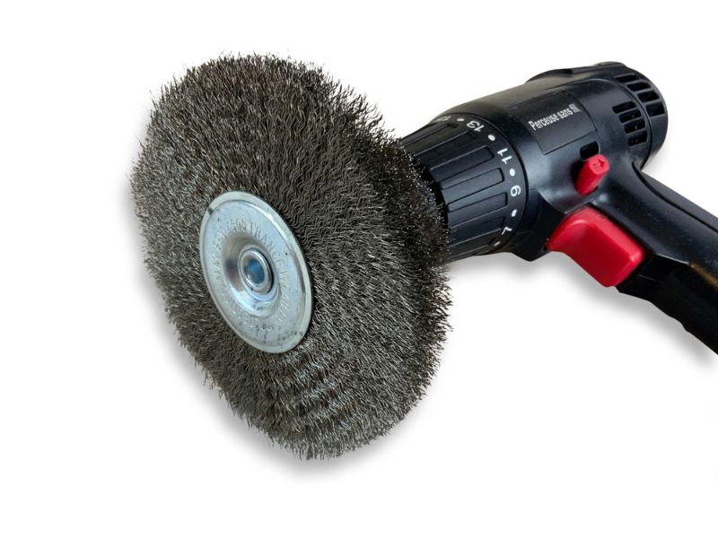 Brosse circulaire métallique sur tige Ø 125 mm | Fil inox souple – Image 5