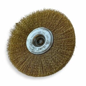 Brosse circulaire métallique sur tige Ø 125 mm | Fil laiton souple