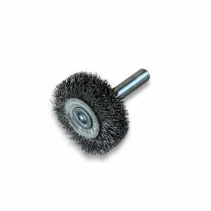Brosse circulaire métallique sur tige Ø 30 mm | Fil acier souple