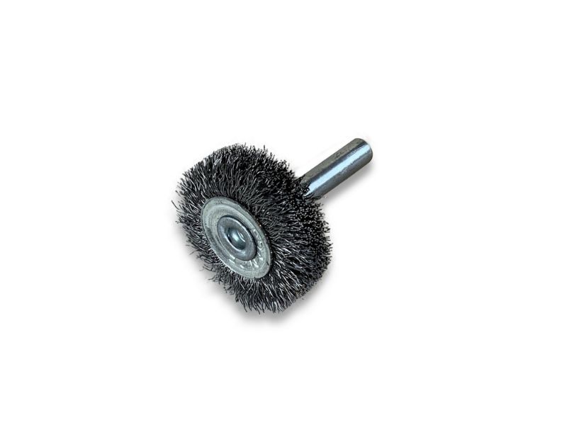 Brosse circulaire métallique sur tige Ø 30 mm | Fil acier souple