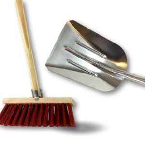 Balai de cantonnier 32 cm manché + Pelle aluminium - PVC rouge