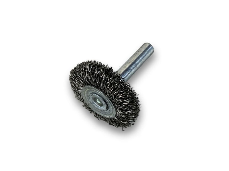 Brosse circulaire métallique sur tige Ø 30 mm | Fil inox dur