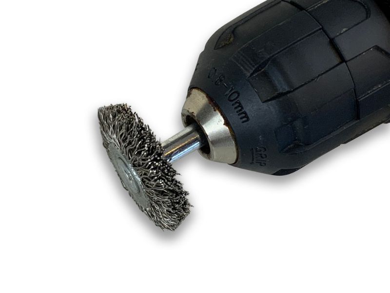 Brosse circulaire métallique sur tige Ø 30 mm | Fil inox dur – Image 5