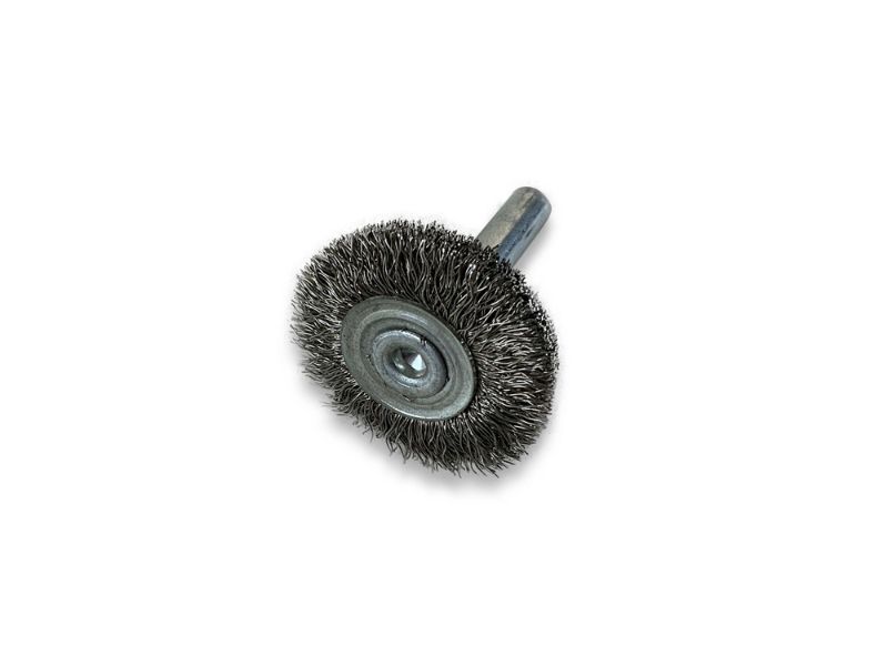 Brosse circulaire métallique sur tige Ø 30 mm | Fil inox souple