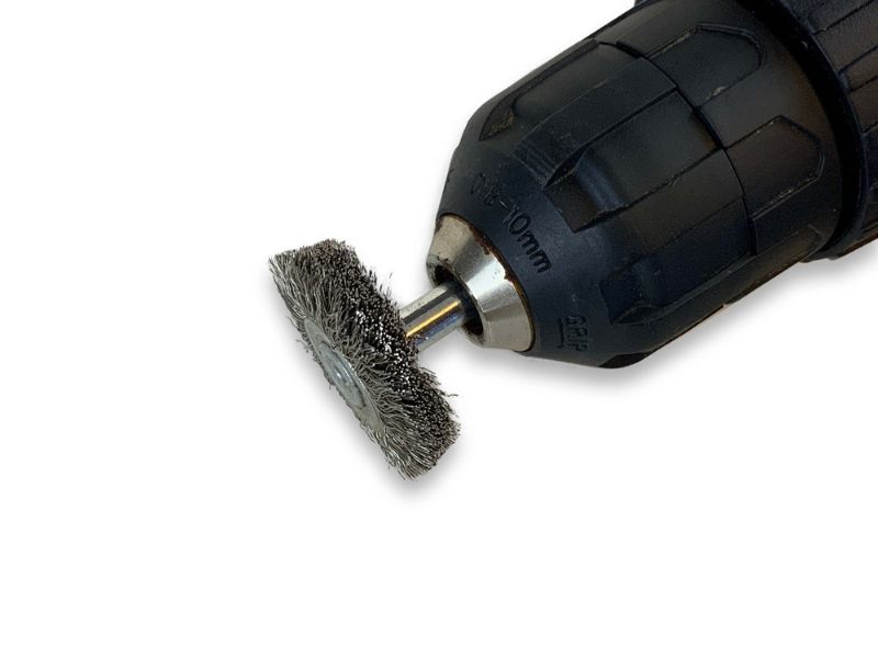 Brosse circulaire métallique sur tige Ø 30 mm | Fil inox souple – Image 5