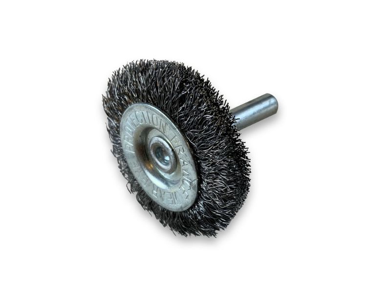 Brosse circulaire métallique sur tige Ø 38 mm | Fil acier souple