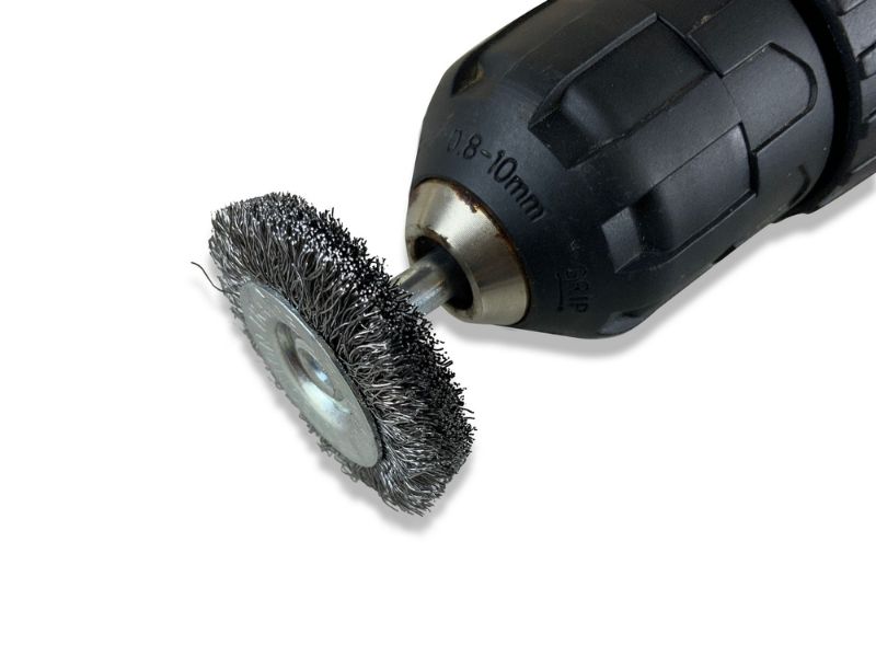 Brosse circulaire métallique sur tige Ø 38 mm | Fil acier souple – Image 6