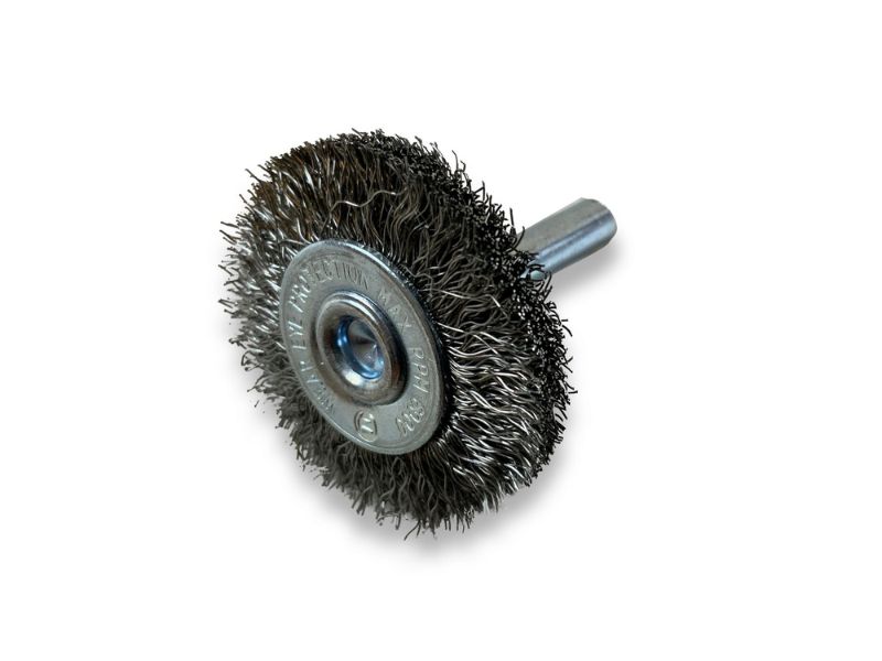Brosse circulaire métallique sur tige Ø 38 mm | Fil inox souple