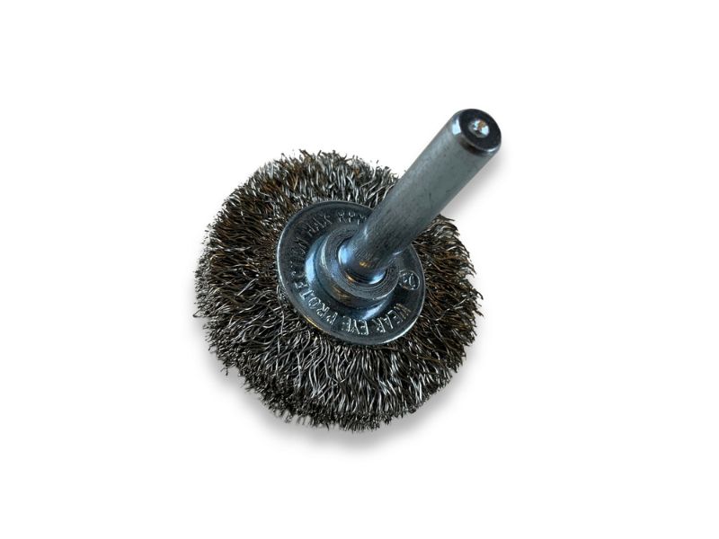 Brosse circulaire métallique sur tige Ø 38 mm | Fil inox souple – Image 2