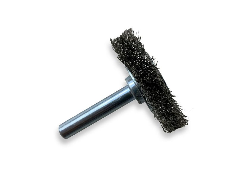 Brosse circulaire métallique sur tige Ø 38 mm | Fil inox souple – Image 3