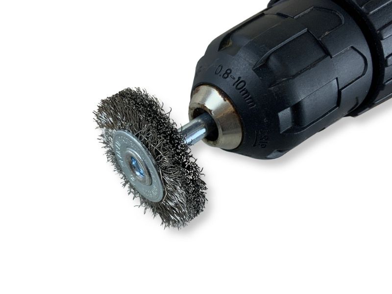 Brosse circulaire métallique sur tige Ø 38 mm | Fil inox souple – Image 5